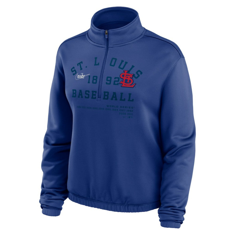 St. Louis Cardinals Nike Women's Rewind Splice Half-Zip Semi-Cropped Bubble Hem Sweatshirt - MLB