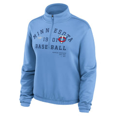 Minnesota Twins Nike Women's Rewind Splice Half-Zip Semi-Cropped Bubble Hem Sweatshirt - MLB
