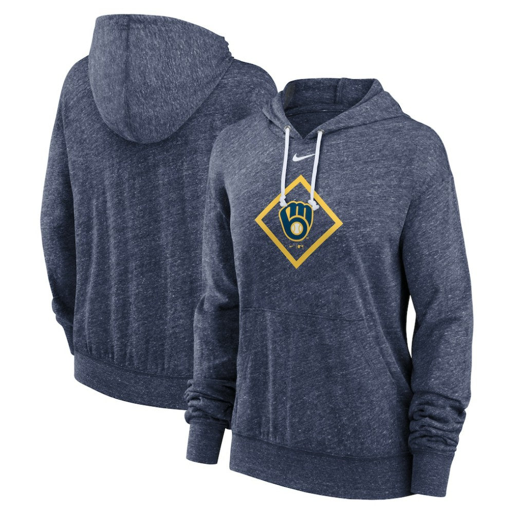 Milwaukee Brewers Nike Women's Diamond Icon Gym Vintage Lightweight Hooded Top - MLB