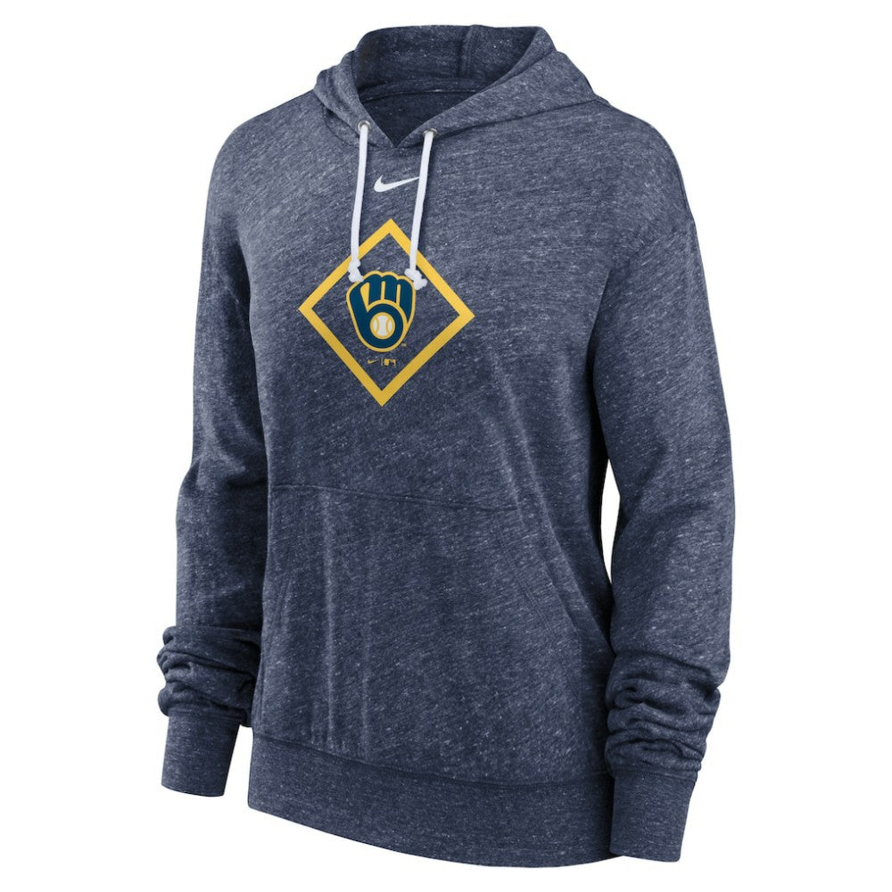 Milwaukee Brewers Nike Women's Diamond Icon Gym Vintage Lightweight Hooded Top - MLB