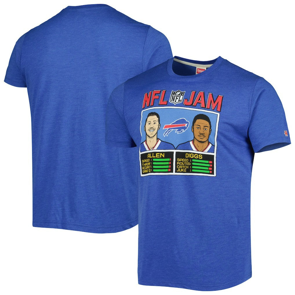 Josh Allen & Stefon Diggs Buffalo Bills Homage Unisex NFL Jam Tri-Blend T-Shirt Heather Royal | NFL