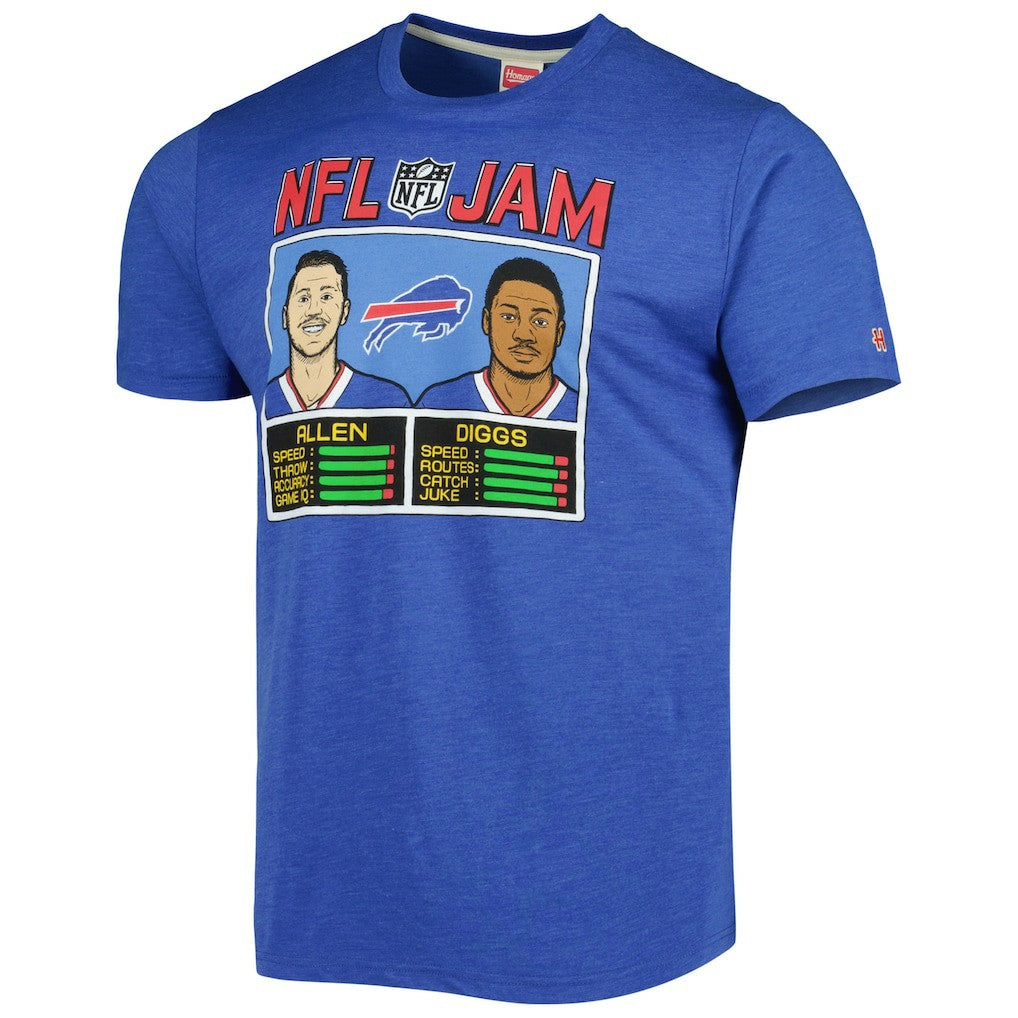 Josh Allen & Stefon Diggs Buffalo Bills Homage Unisex NFL Jam Tri-Blend T-Shirt Heather Royal | NFL