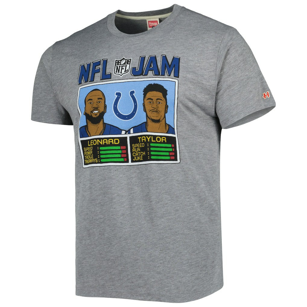 Jonathan Taylor & Shaquille Leonard Indianapolis Colts Homage Unisex NFL Jam Tri-Blend T-Shirt Heather Gray | NFL