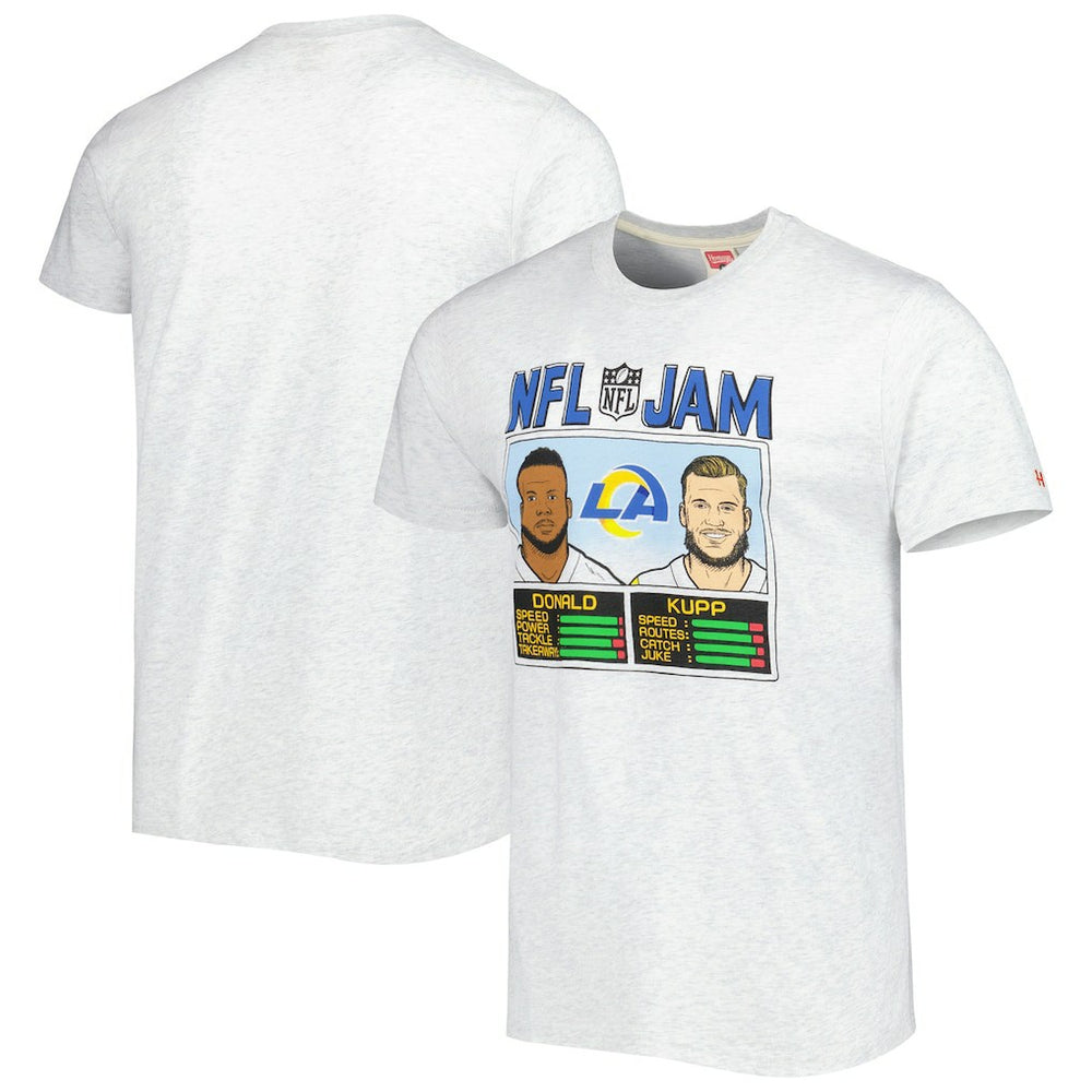 Aaron Donald & Cooper Kupp Los Angeles Rams Homage Unisex NFL Jam Tri-Blend T-Shirt Ash | NFL