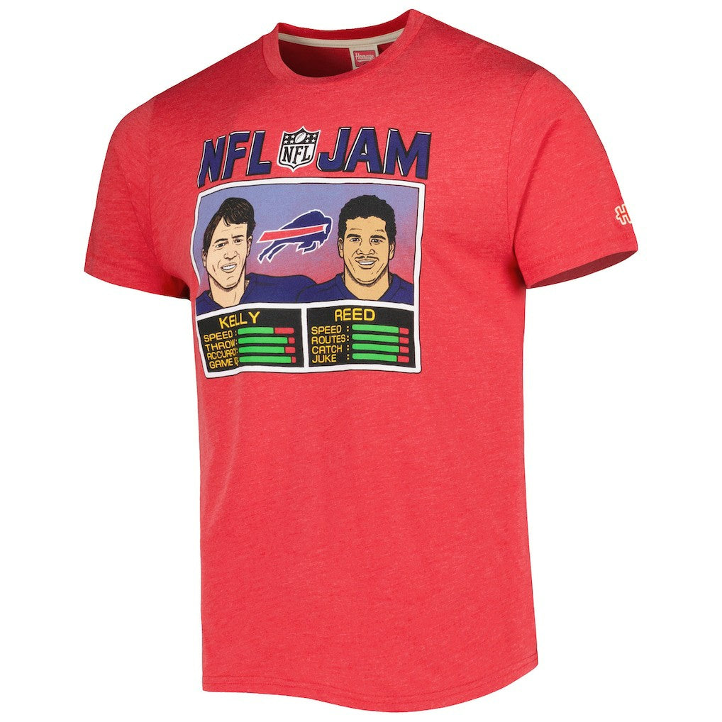 Andre Reed & Jim Kelly Buffalo Bills Homage Unisex NFL Jam Retired Tri-Blend T-Shirt Heather Red | NFL