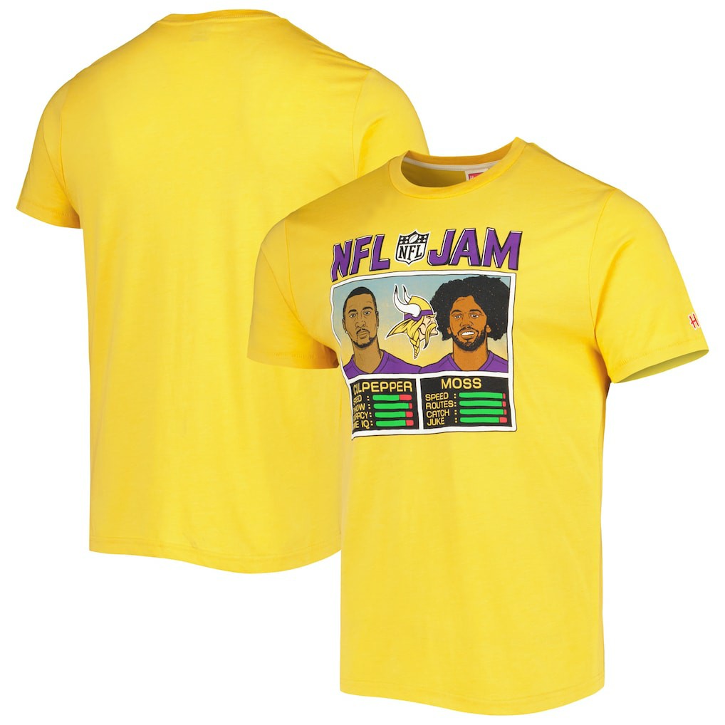 Randy Moss & Daunte Culpepper Minnesota Vikings Homage Unisex NFL Jam Retired Tri-Blend T-Shirt Heather Gold | NFL