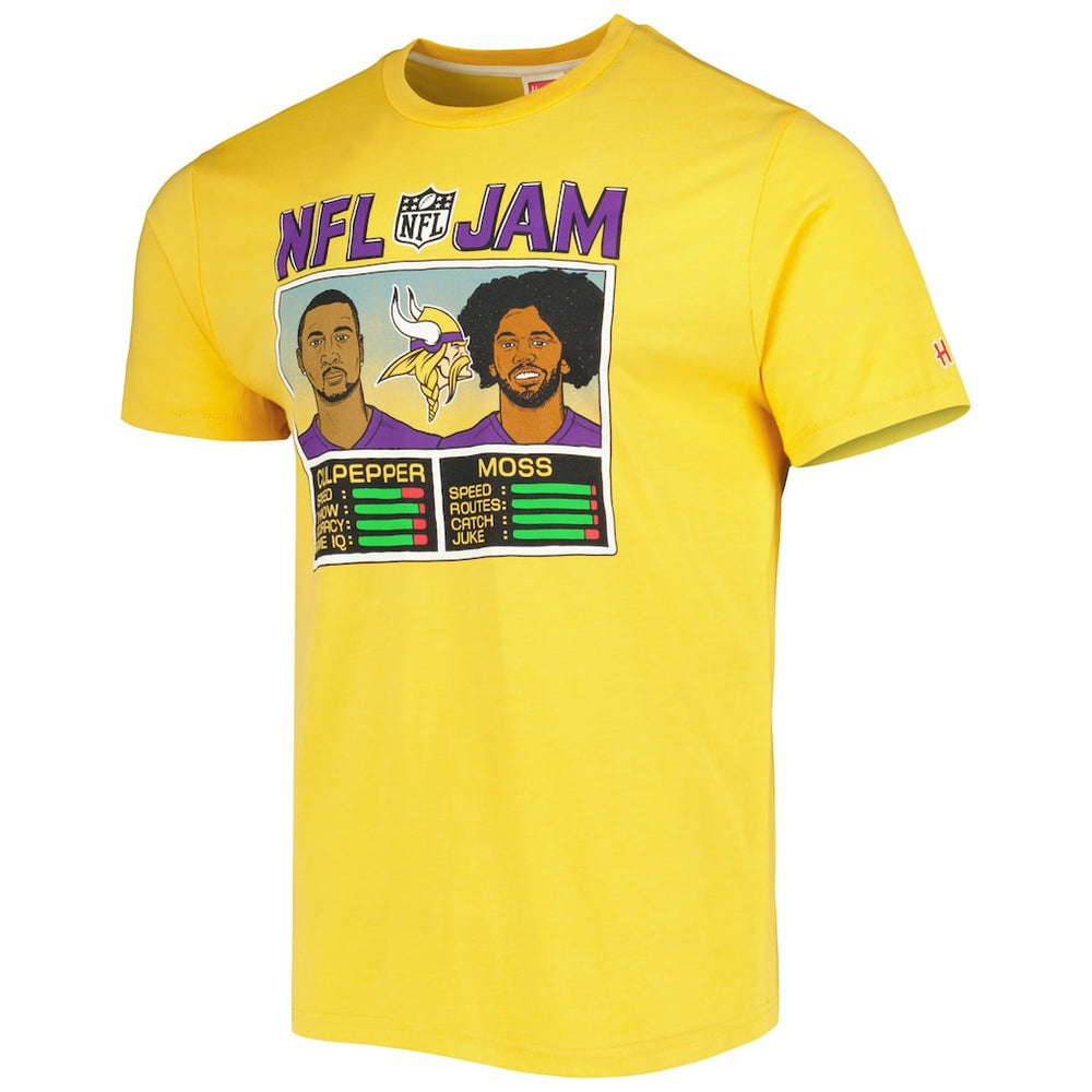 Randy Moss & Daunte Culpepper Minnesota Vikings Homage Unisex NFL Jam Retired Tri-Blend T-Shirt Heather Gold | NFL