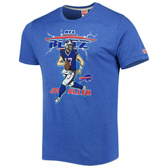 Josh Allen Buffalo Bills Homage Unisex NFL Blitz Player Tri-Blend T-Shirt Heathered Heather Royal | NFL