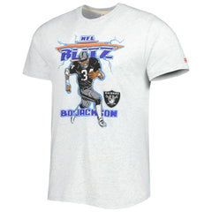 Bo Jackson Las Vegas Raiders Homage Unisex NFL Blitz Retired Player Tri-Blend T-Shirt Heathered Ash | NFL
