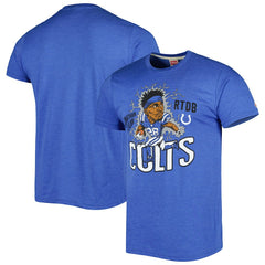 Jonathan Taylor Indianapolis Colts Homage Unisex Caricature Player Tri-Blend T-Shirt Heather Royal | NFL