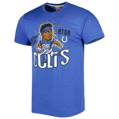 Jonathan Taylor Indianapolis Colts Homage Unisex Caricature Player Tri-Blend T-Shirt Heather Royal | NFL
