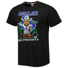 Dak Prescott Dallas Cowboys Homage Unisex Caricature Player Tri-Blend T-Shirt Heather Black | NFL