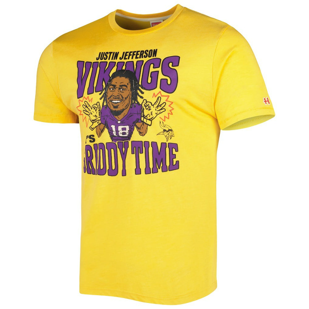 Justin Jefferson Minnesota Vikings Homage Unisex Caricature Player Tri-Blend T-Shirt Gold | NFL