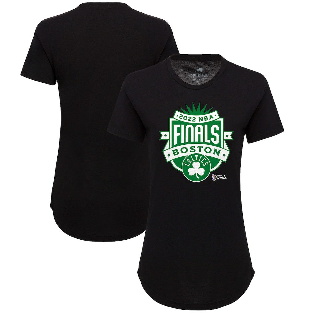 Boston Celtics Sportiqe Women's 2022 NBA Finals Crest Phoebe T-Shirt Black - NBA