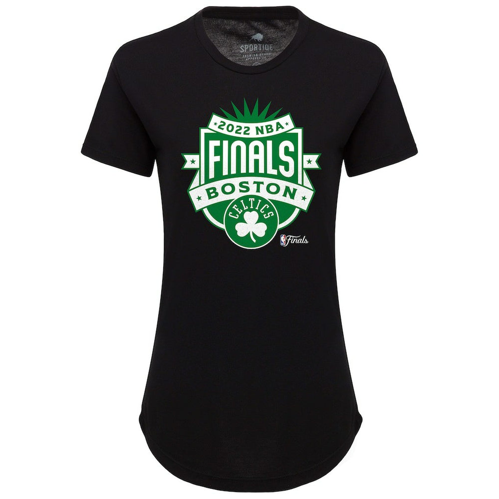 Boston Celtics Sportiqe Women's 2022 NBA Finals Crest Phoebe T-Shirt Black - NBA