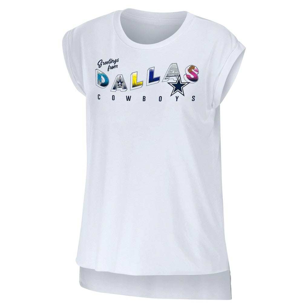 Dallas Cowboys WEAR by Erin Andrews Women's Greetings From Muscle T-Shirt White | NFL