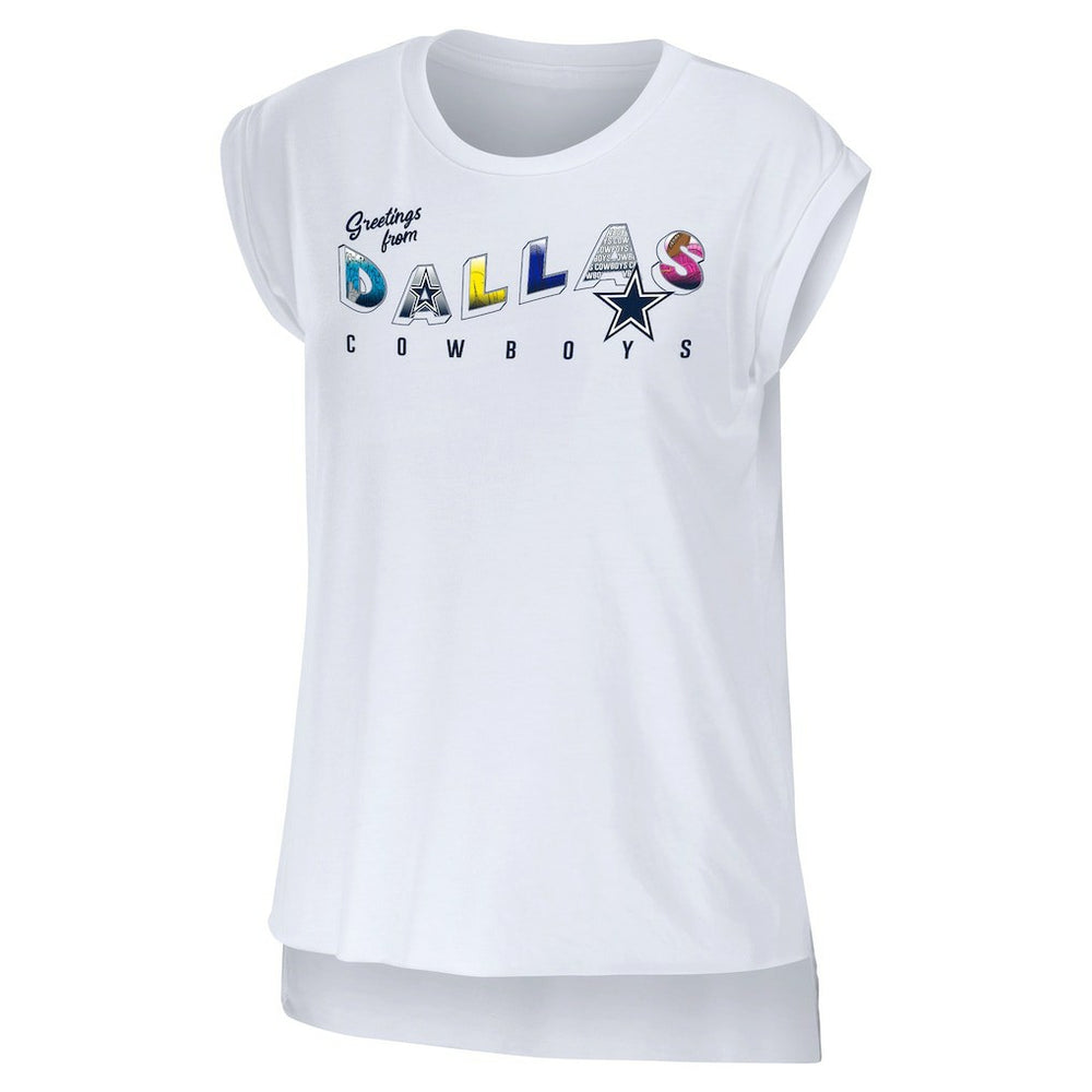 Dallas Cowboys WEAR by Erin Andrews Women's Greetings From Muscle T-Shirt White | NFL