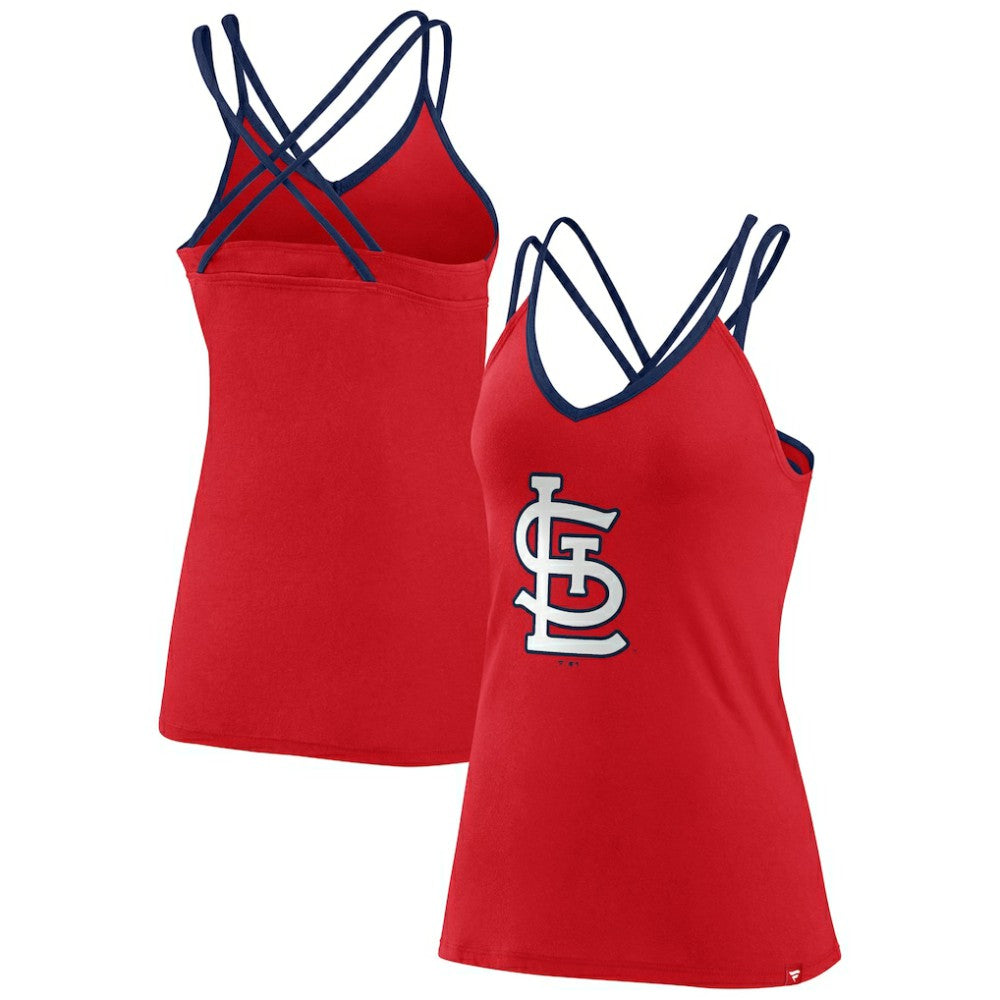 St. Louis Cardinals Fanatics Women's Barrel It Up Cross Back V-Neck Tank Top - MLB
