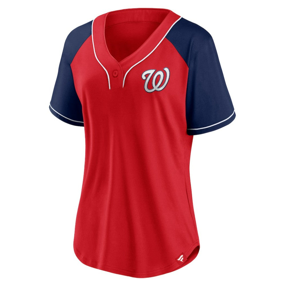 Washington Nationals Fanatics Women's Ultimate Style Raglan V-Neck T-Shirt - MLB