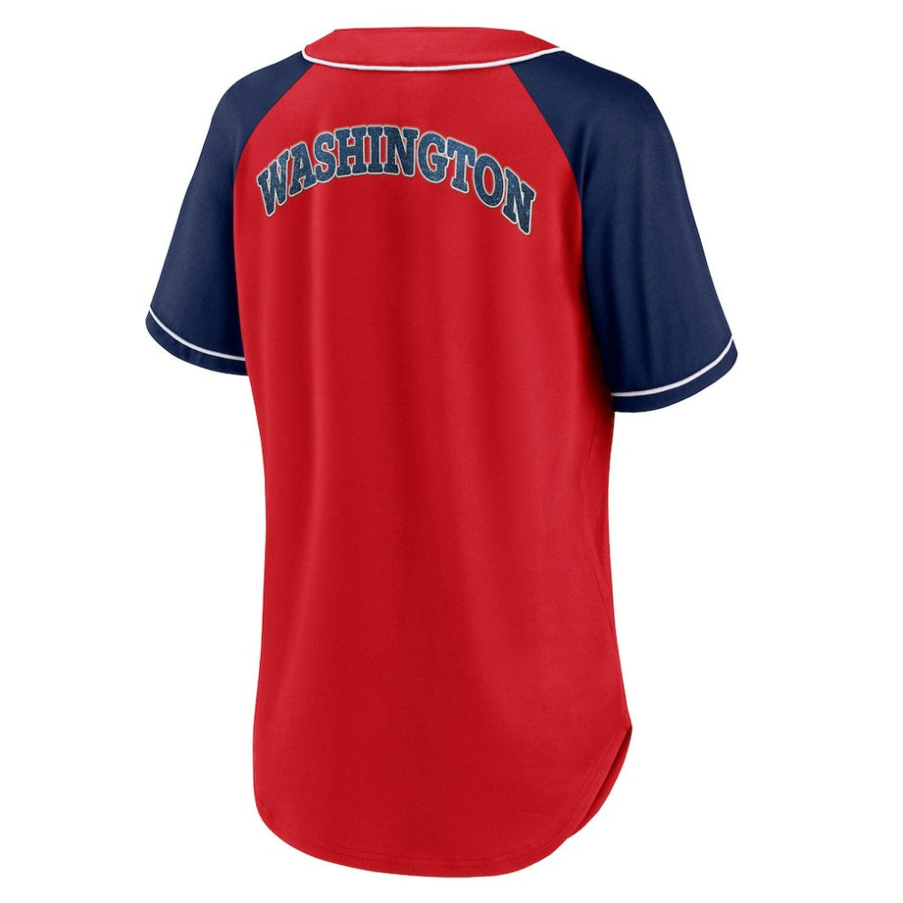 Washington Nationals Fanatics Women's Ultimate Style Raglan V-Neck T-Shirt - MLB