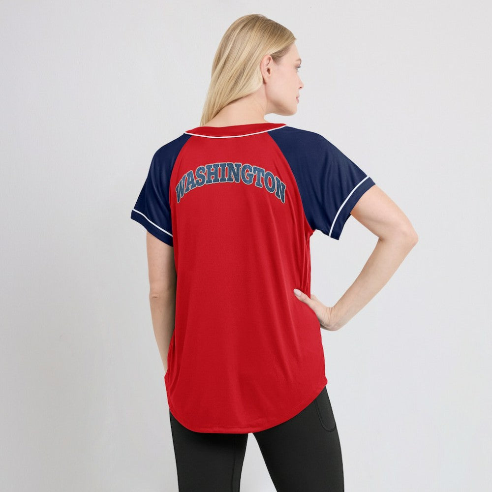 Washington Nationals Fanatics Women's Ultimate Style Raglan V-Neck T-Shirt - MLB