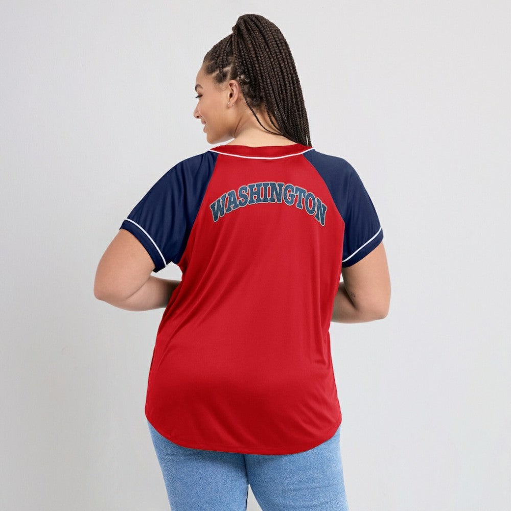 Washington Nationals Fanatics Women's Ultimate Style Raglan V-Neck T-Shirt - MLB