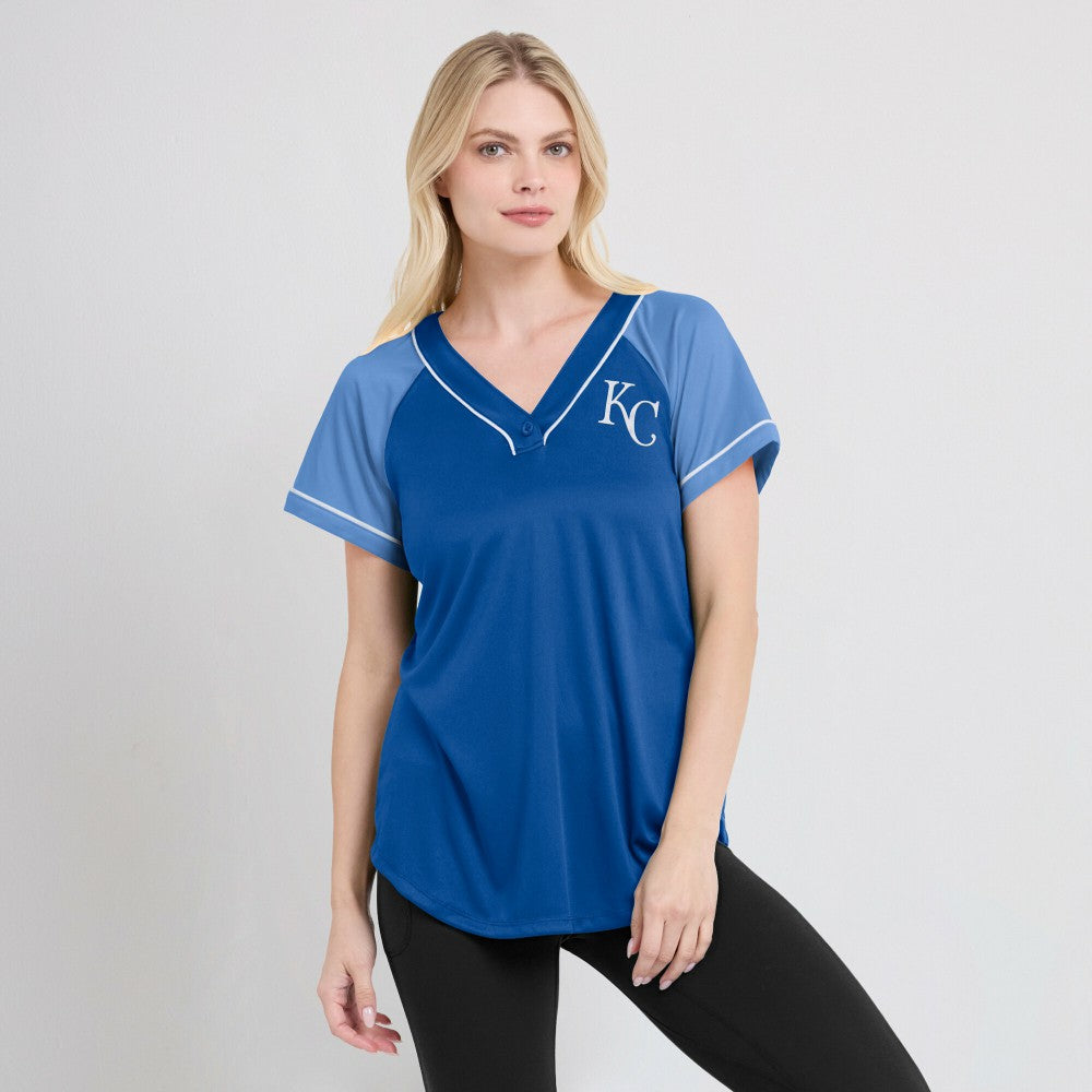 Kansas City Royals Fanatics Women's Ultimate Style Raglan V-Neck T-Shirt - MLB