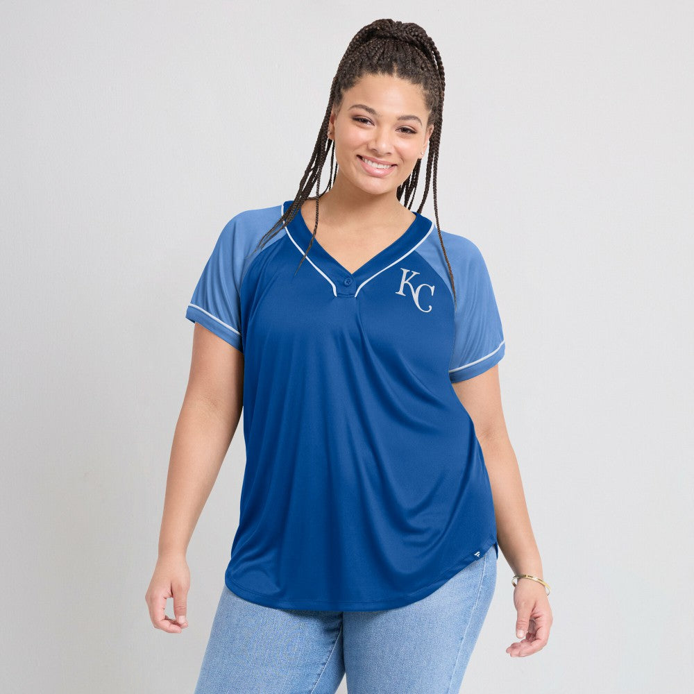 Kansas City Royals Fanatics Women's Ultimate Style Raglan V-Neck T-Shirt - MLB