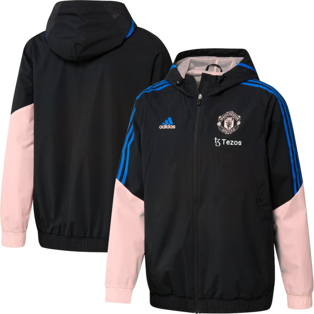 Manchester United Training All-Weather Raglan Full-Zip Hoodie Jacket Black | Adidas cheap