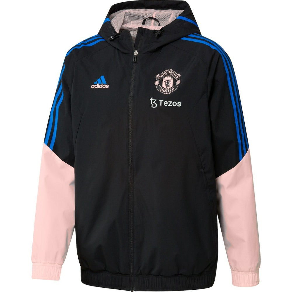 Manchester United Training All-Weather Raglan Full-Zip Hoodie Jacket Black | Adidas cheap