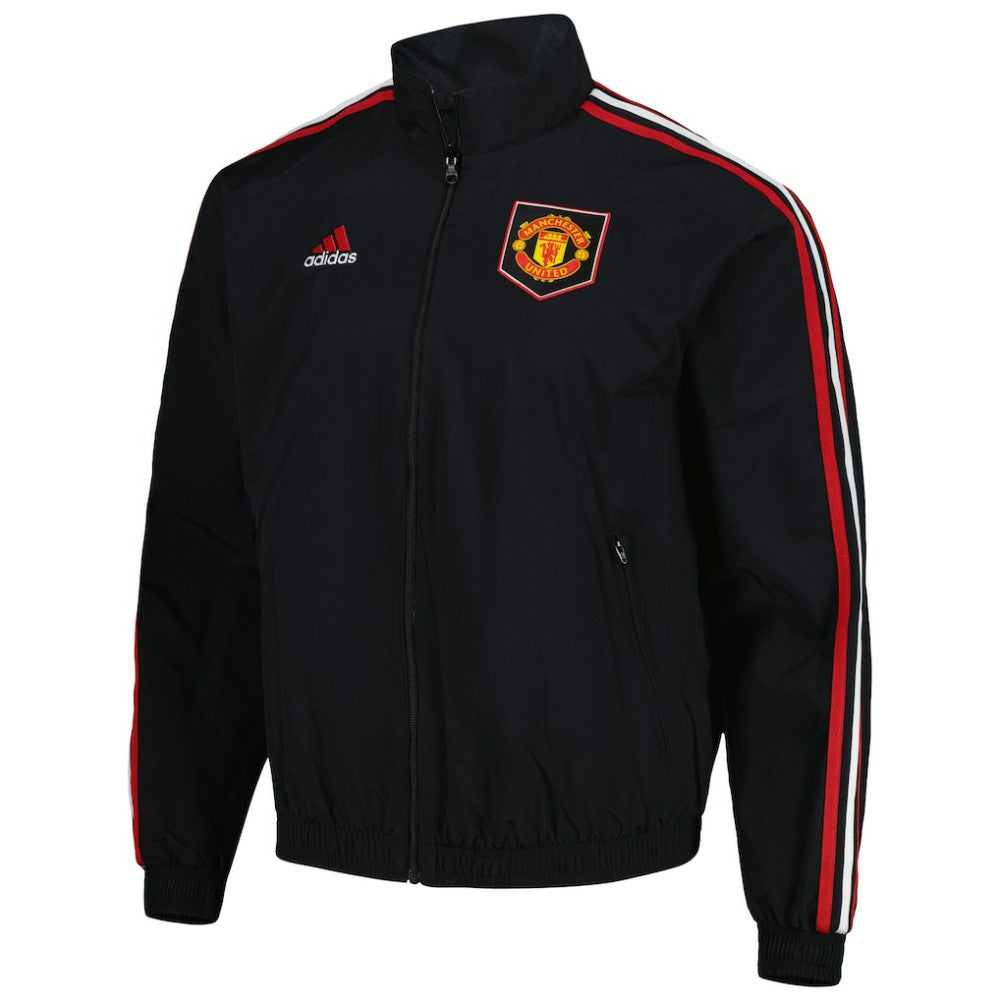 Manchester United 2022/23 On-Field Team Logo Anthem Reversible Full-Zip Jacket Black | Adidas