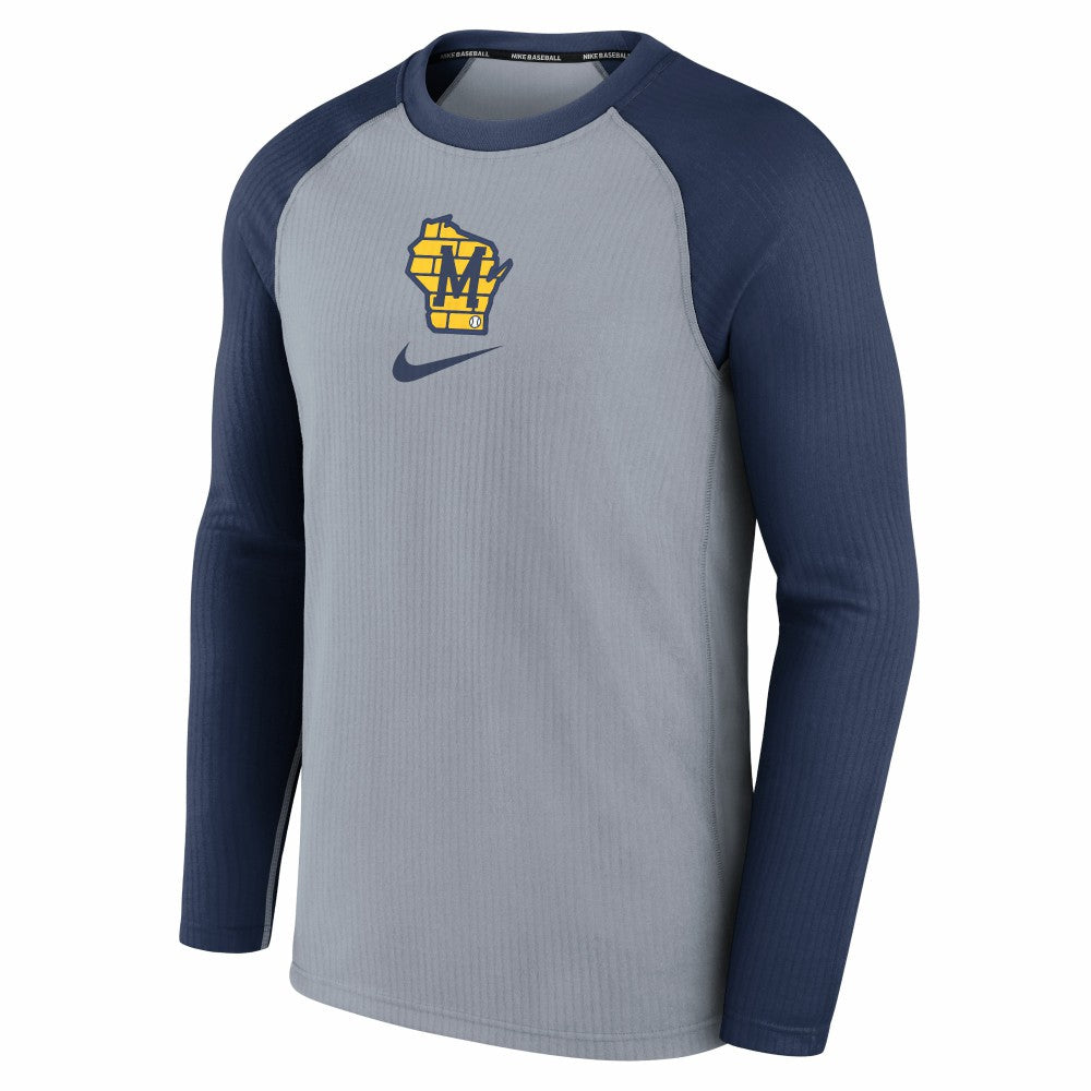 Milwaukee Brewers Nike Authentic Collection Game Raglan Performance Long Sleeve T-Shirt - MLB