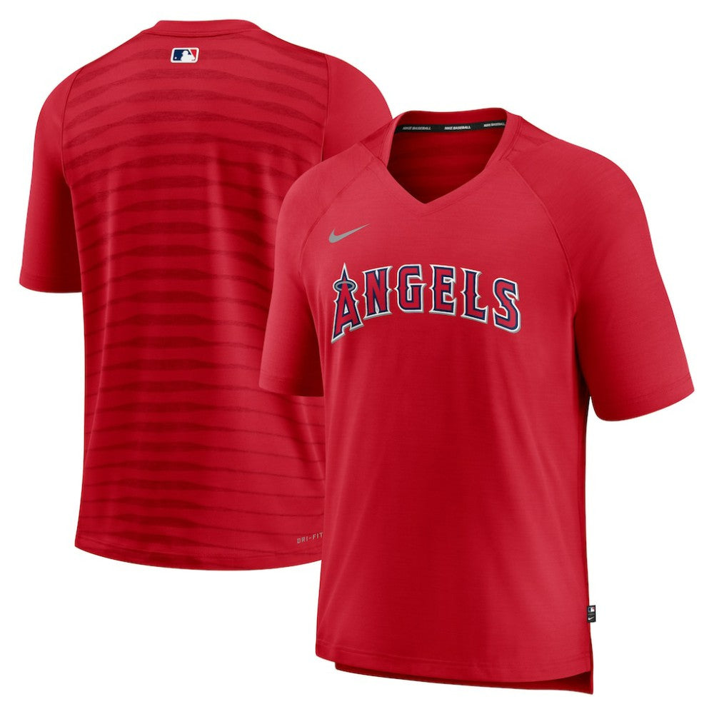 Los Angeles Angels Nike Authentic Collection Pregame Raglan Performance V-Neck T-Shirt - MLB