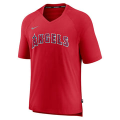 Los Angeles Angels Nike Authentic Collection Pregame Raglan Performance V-Neck T-Shirt - MLB