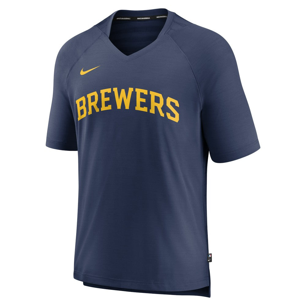 Milwaukee Brewers Nike Authentic Collection Pregame Raglan Performance V-Neck T-Shirt - MLB