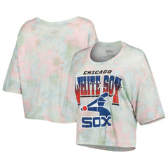 Chicago White Sox Majestic Threads Women's Cooperstown Collection Tie-Dye Boxy Cropped Tri-Blend T-Shirt T-shirts - MLB