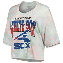 Chicago White Sox Majestic Threads Women's Cooperstown Collection Tie-Dye Boxy Cropped Tri-Blend T-Shirt T-shirts - MLB