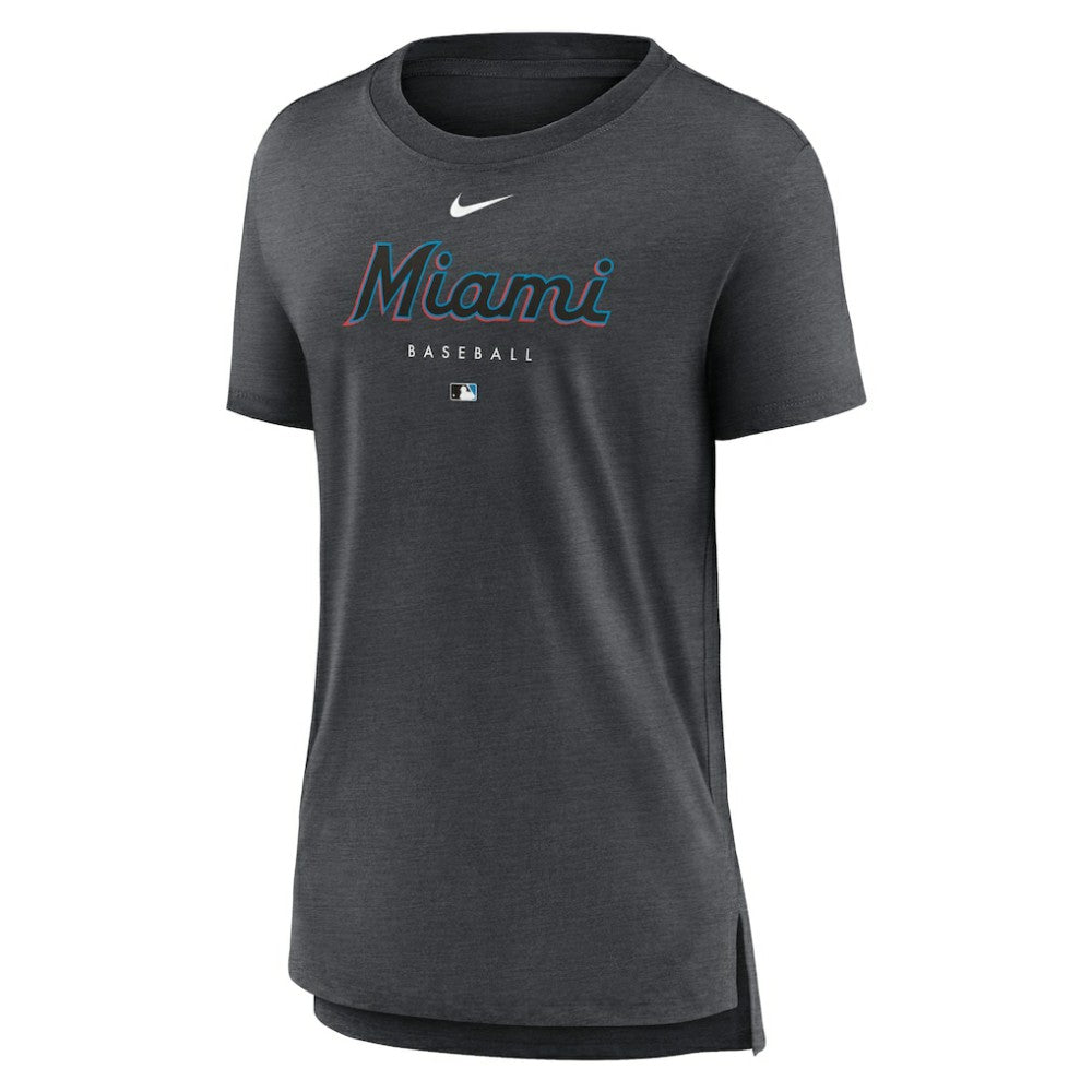 Miami Marlins Nike Women's Authentic Collection Early Work Tri-Blend T-Shirt - MLB