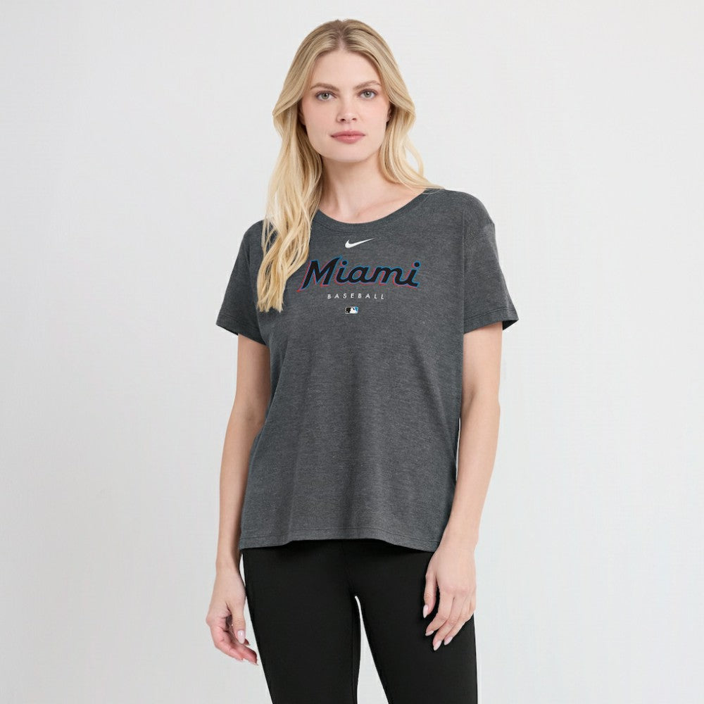 Miami Marlins Nike Women's Authentic Collection Early Work Tri-Blend T-Shirt - MLB