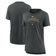 Milwaukee Brewers Nike Women's Authentic Collection Early Work Tri-Blend T-Shirt - MLB