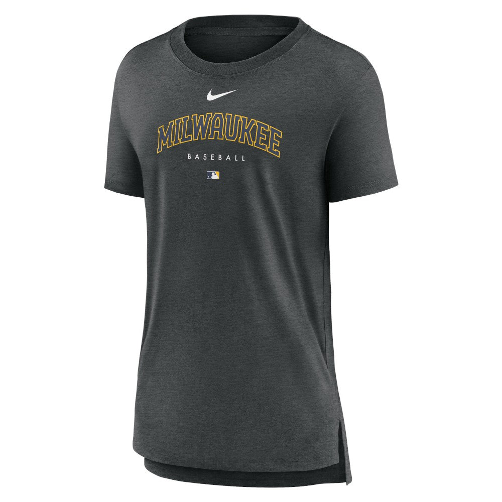 Milwaukee Brewers Nike Women's Authentic Collection Early Work Tri-Blend T-Shirt - MLB