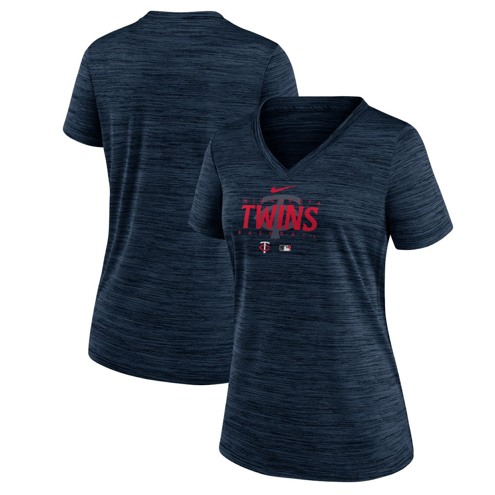 Minnesota Twins Nike Women's Authentic Collection Velocity Practice Performance V-Neck T-Shirt - MLB
