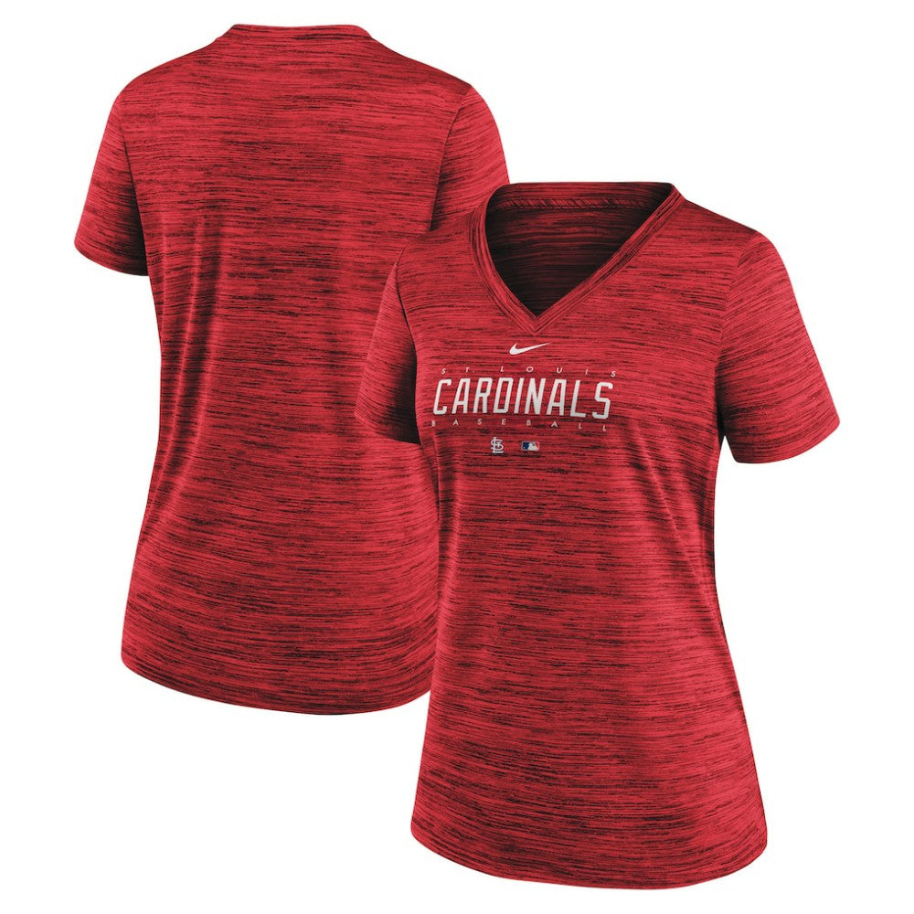 St. Louis Cardinals Nike Women's Authentic Collection Velocity Practice Performance V-Neck T-Shirt - MLB