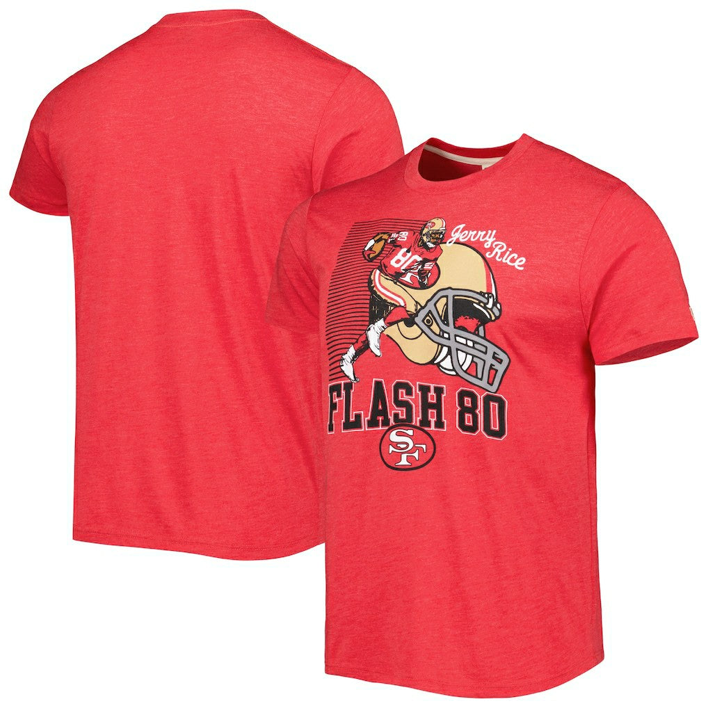 Jerry Rice San Francisco 49ers Homage Unisex Caricature Retired Player Tri-Blend T-Shirt Scarlet | NFL