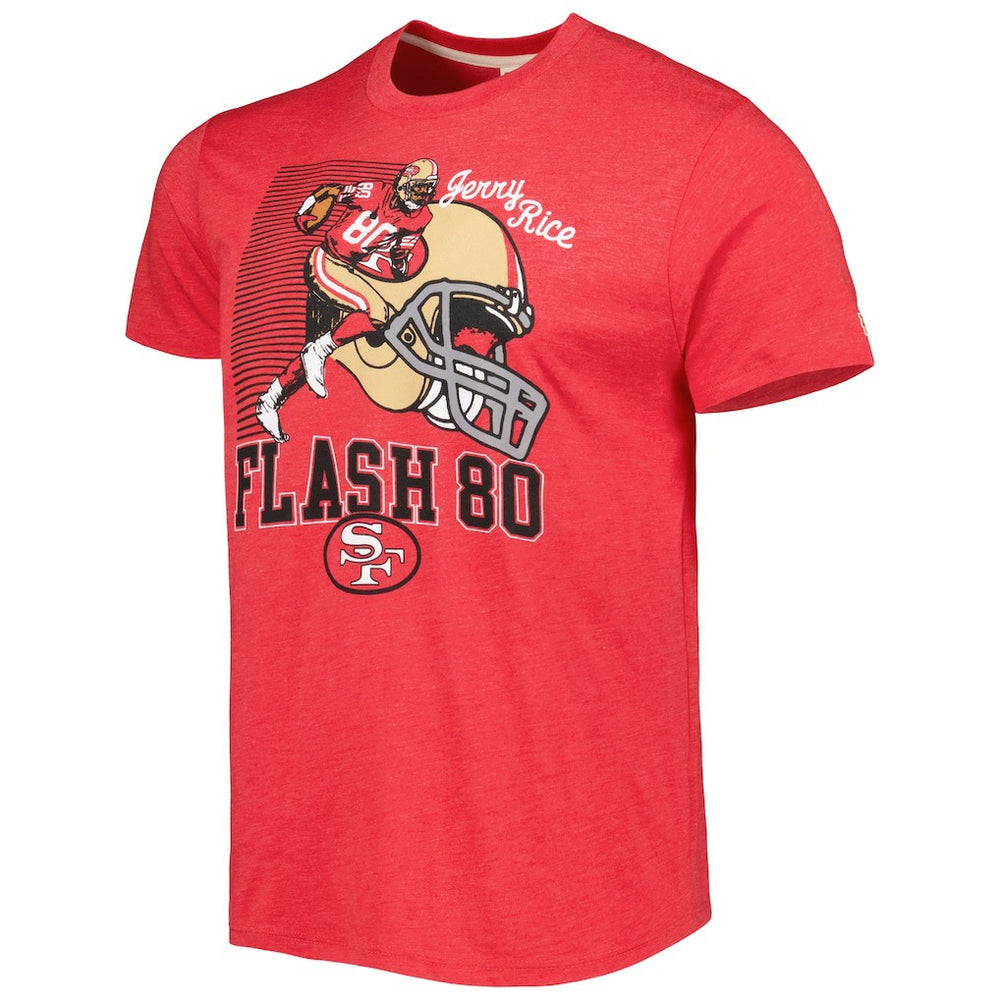 Jerry Rice San Francisco 49ers Homage Unisex Caricature Retired Player Tri-Blend T-Shirt Scarlet | NFL