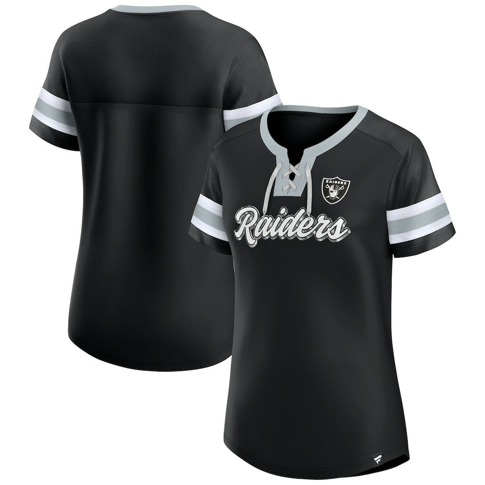 Las Vegas Raiders Women's Plus Size Original State Lace-Up T-Shirt Black | Fanatics