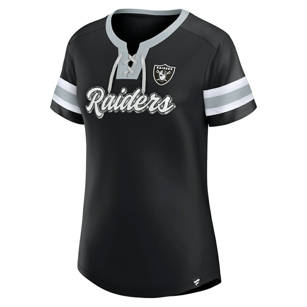 Las Vegas Raiders Women's Plus Size Original State Lace-Up T-Shirt Black | Fanatics