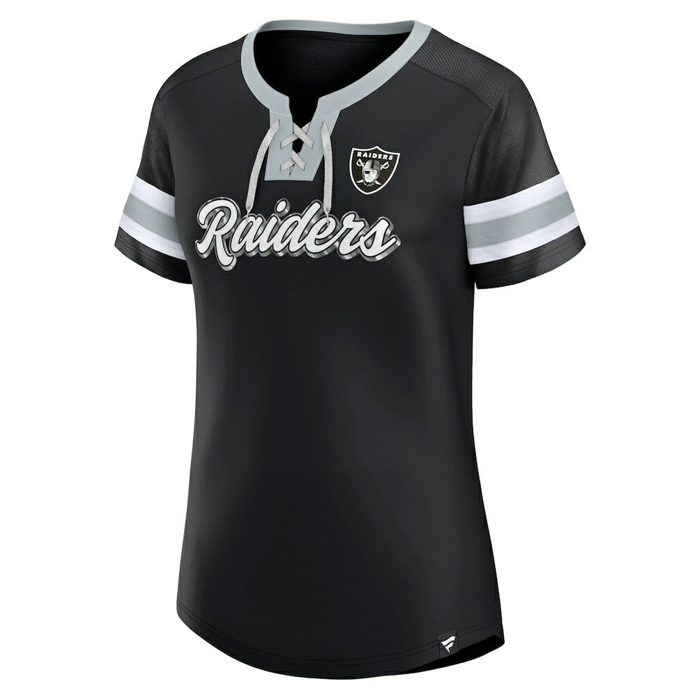Las Vegas Raiders Women's Plus Size Original State Lace-Up T-Shirt Black | Fanatics