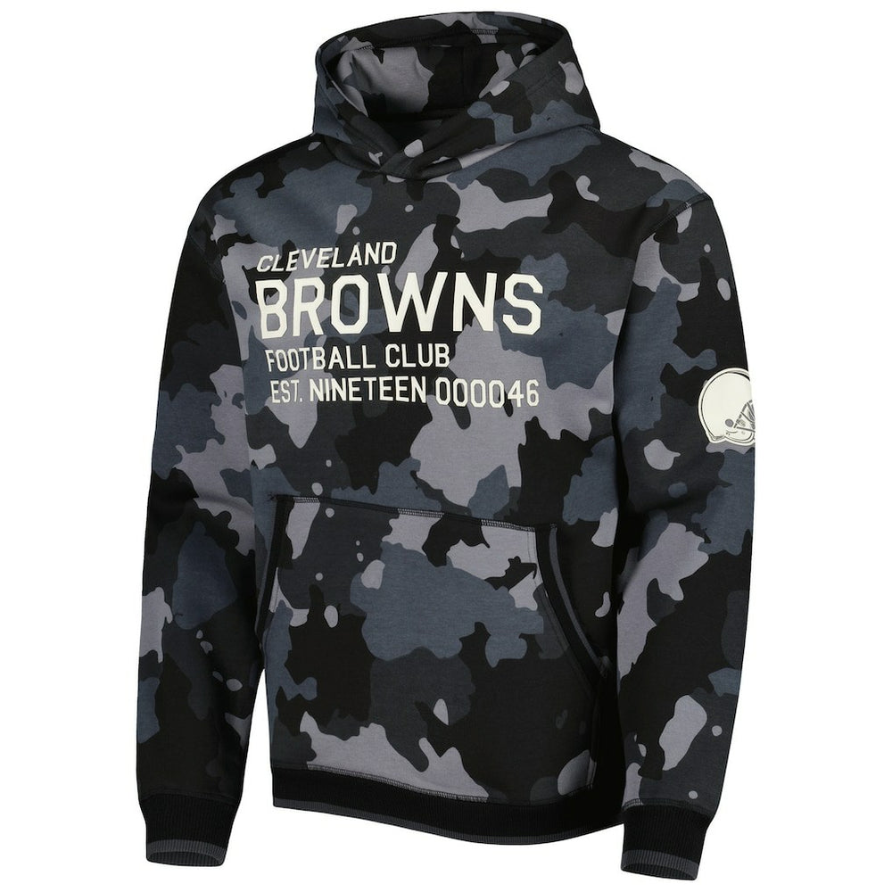 Cleveland Browns The Wild Collective Camo Pullover Hoodie Black | NFL