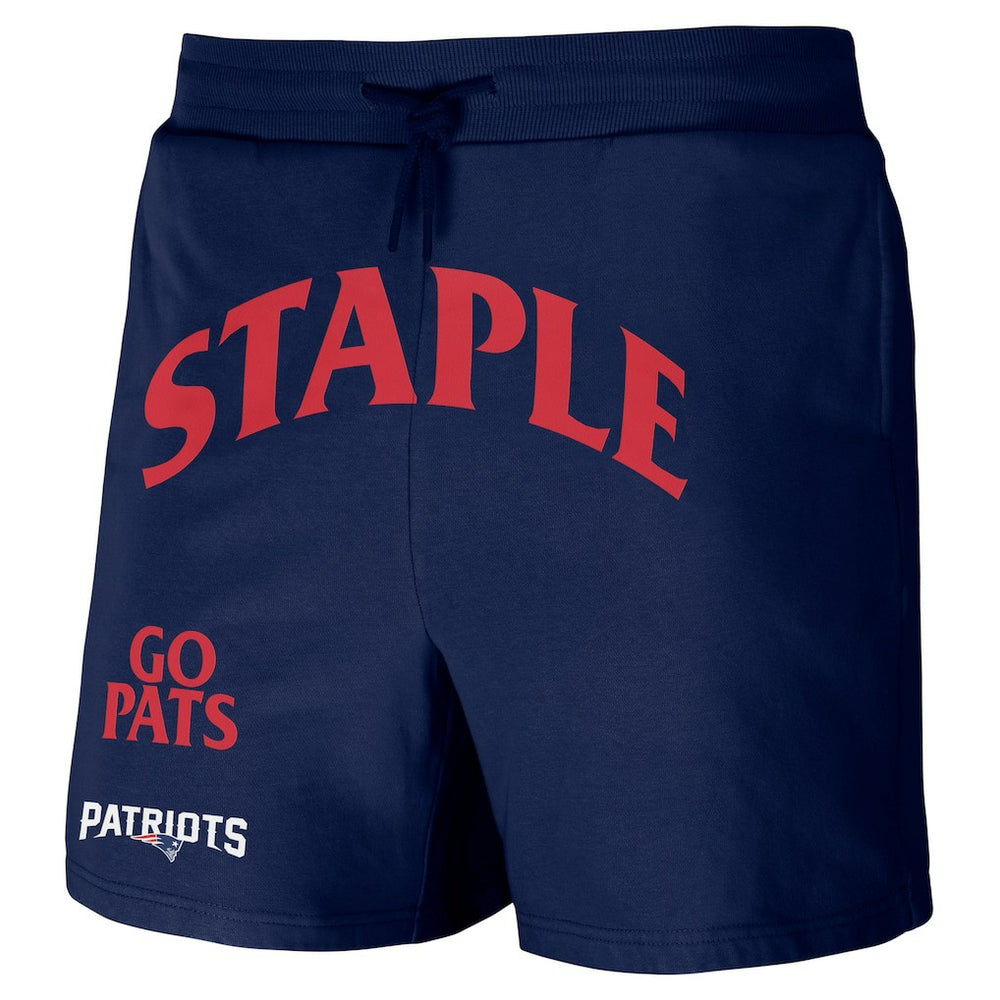 New England Patriots NFL x Staple Throwback Vintage Wash Fleece Shorts Navy | NFL